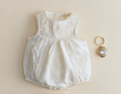 long white dresser Petit Ami Baby Girls' Bishop Smocked Daydress
