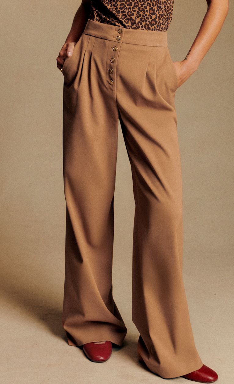 Pantalon Liebesglück Femme – Taille S (34/36) – Coupe Slim Beige/Marron/Noir – Coton – Occasion Parfait