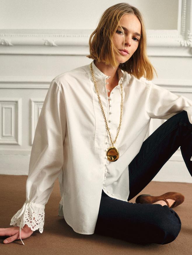 SEZANE セザンヌ　ホワイト レースブラウス　長袖 SEZANE セザンヌ ホワイト レースブラウス 長袖 安心の関税込