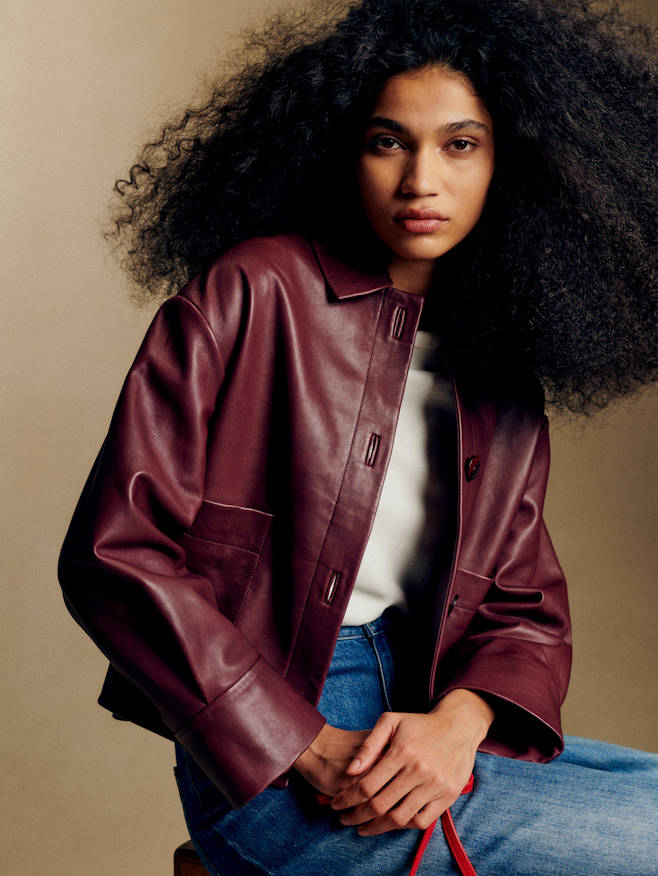 SEZANE コート 38 Clyde Coat - Brown Gingham/ Ecru - Organic cotton - organic