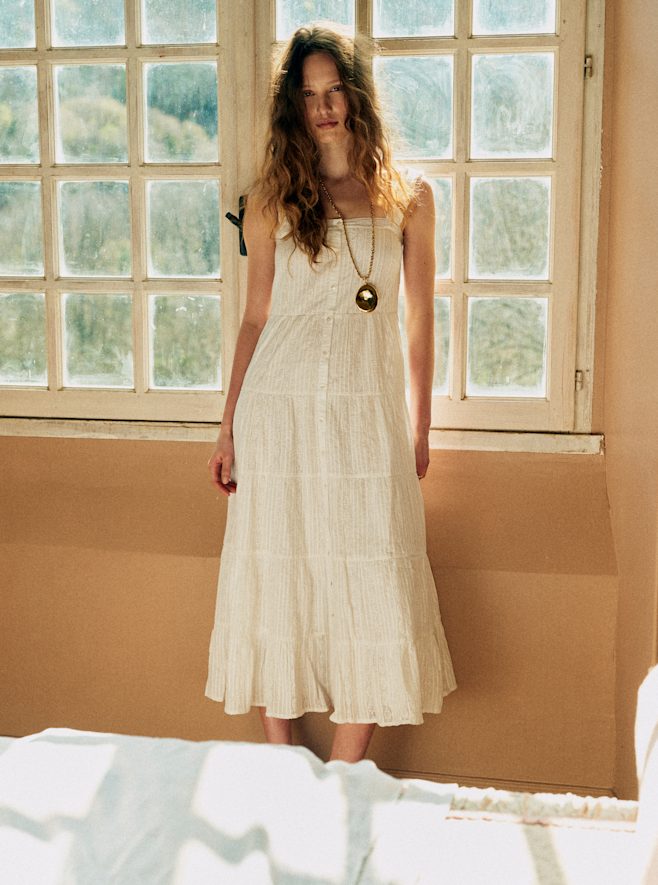 sezane 36 ホワイト アイレットレース 半袖 ミニワンピース New in | Womenswear | Sézane