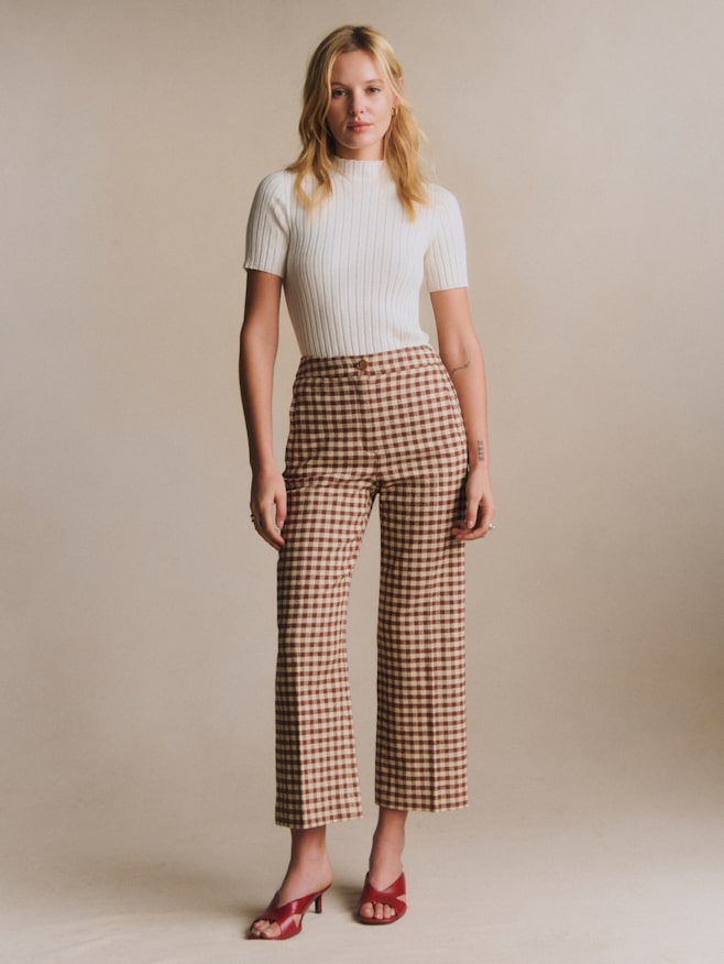 sezane ギンガム クロップドストレートパンツ パンツ : シックでモードなチェック | レディースウェア | Sézane