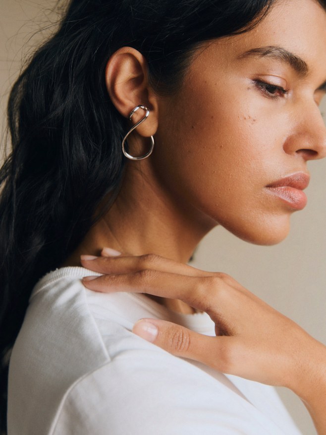 Boucles D'oreilles Sézane Esmee Dorées Et Bleues - Avec Perles, Dormeuses, Neuves