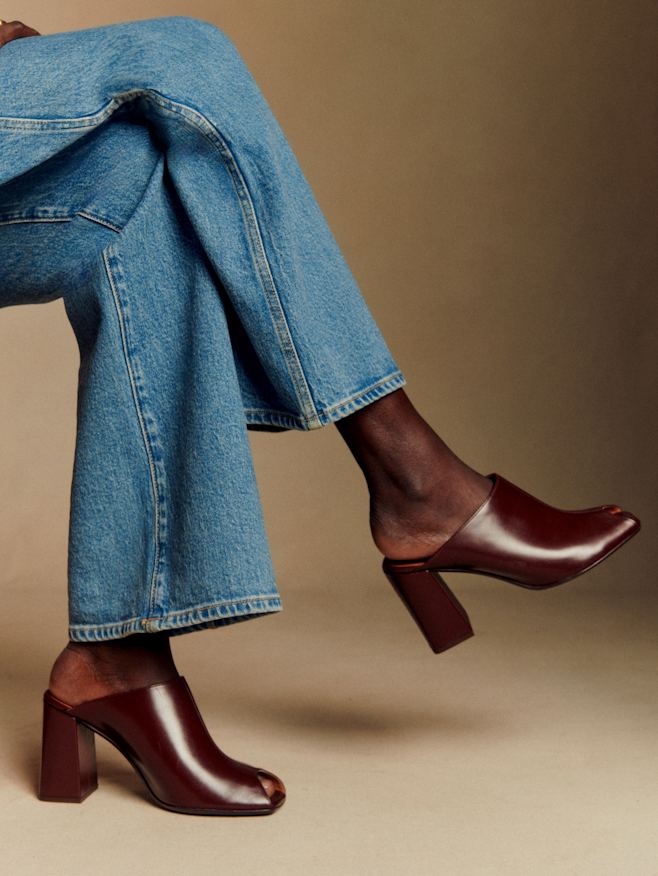 Sezane パンプス Anya High Heels - Ecru/ Snake Braided - Python-embossed