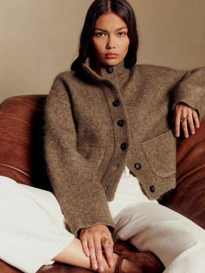 Sezane セザンヌ モヘア ニット ジャケット キャメル Sezane セザンヌ モヘア ニット ジャケット キャメル フランス発