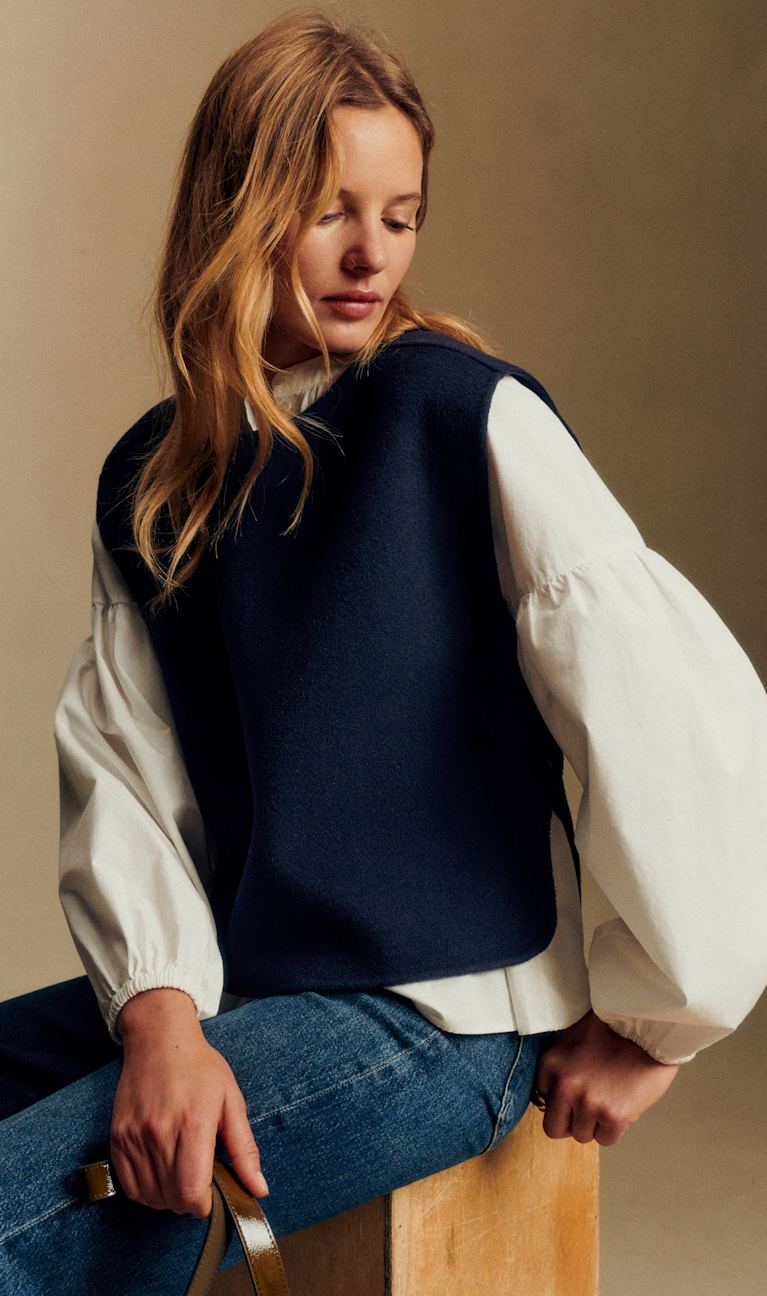 Sezane セザンヌ ダブルフェイス ウール コート ブラック Mervin Coat - Black - Wool - Sézane