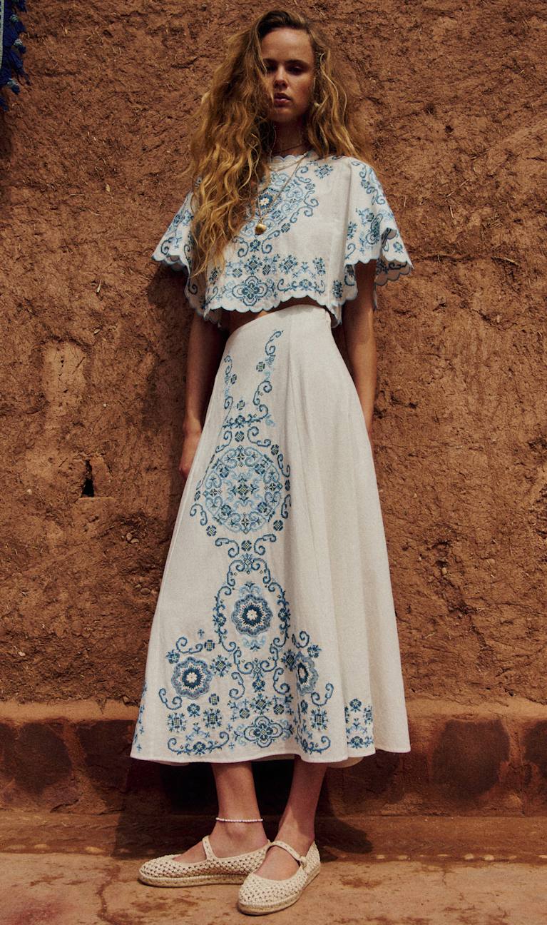 fashion skirts and dresses Button front pleated denim maxi skirt-NEW – JanieLanie main image 0
