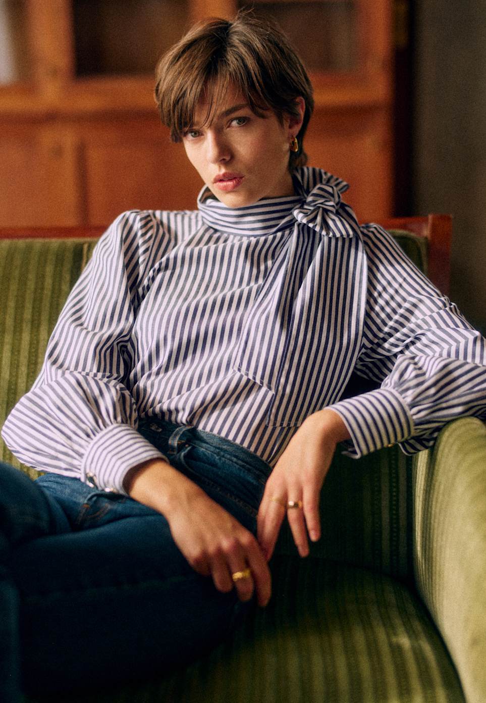 Gino Wallet - Black Crocodile Print - Bovine leather - Sézane