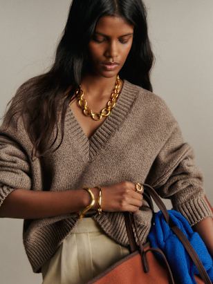 Antonina Jacket - Ochre check print - Linen - Sézane