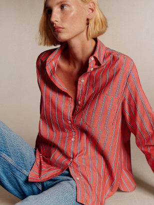 Orla Shirt - Sézane x SEA NY - Pastel Pink with Ecru Embroidery