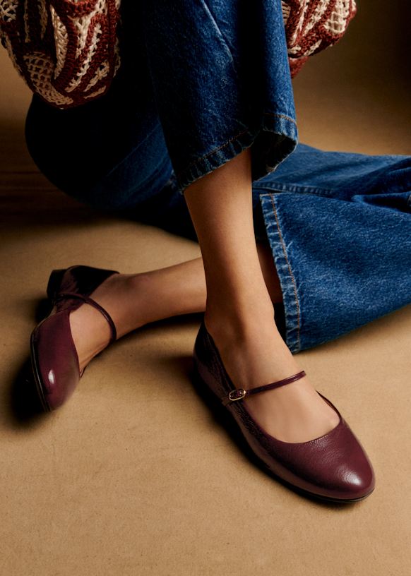 Sézane, ballerines Low Méline pourpre vernis