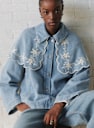 JOSEPHY Jacket - Sézane x SEA NY - Denim Blue with Cream