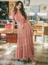 Robe Dauphine Pois creme fond prune Polyester recycle Sezane