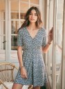 Sola Dress Blue Background Daisy Print Viscose Sezane