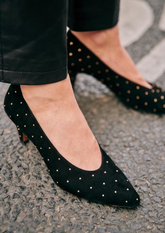 Escarpins Sanche De La Rosa - Cuir Noir Petit Talon - Taille 35 - Très Bon état