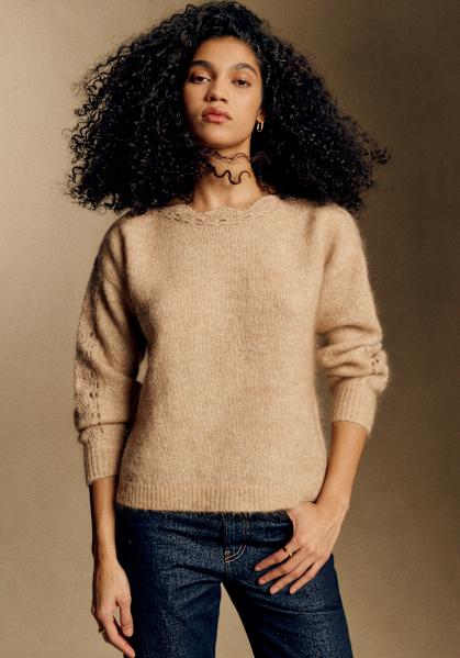Nathalia Jumper - Mottled Beige - Kid mohair - Sézane