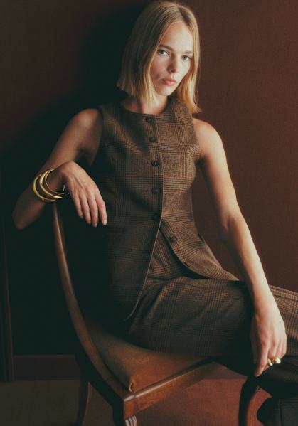 Jack Jacket - Green and Brown check - Wool - Sézane