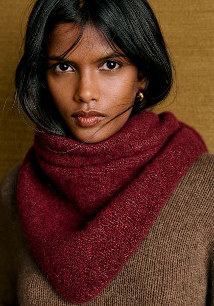 Seraphine Scarf - Burgundy Houndstooth - Virgin wool - Sézane
