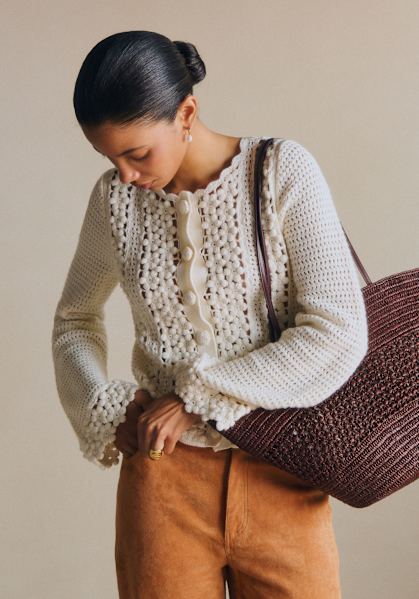 Betty Cardigan - Ecru - Merino Wool - Sézane