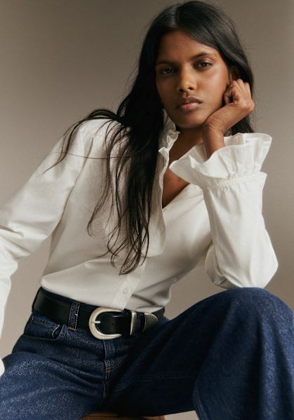 Jordanna Shirt - Denim blue / Ecru - Sézane