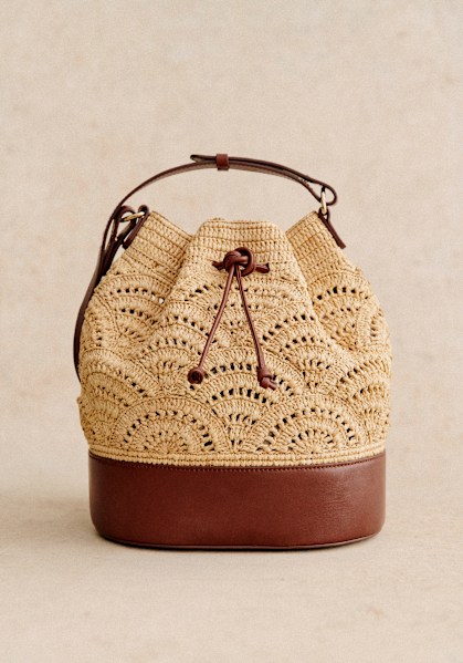 Mini farrow Raphia Bucket - Raffia Embroidery Multicoloured Flowers - Raffia  - Sézane