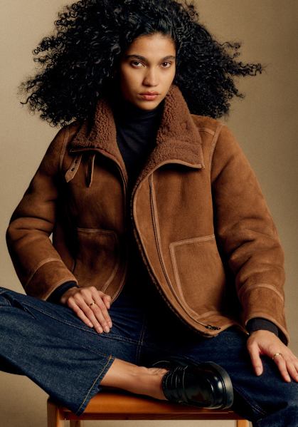 Carter Jacket - Bronze - Goat leather - Sézane