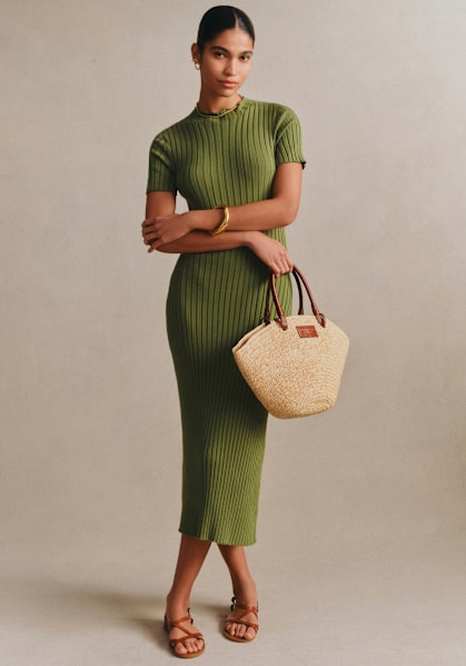 sezane olive green dress Wilma - - Organic cotton - textile made from organic fibers sezane raquel dress