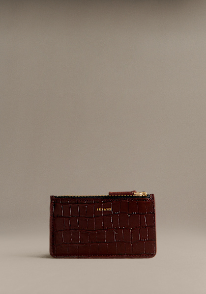 Victoria Wallet - Chocolate Crocodile Print - Crocodile-embossed