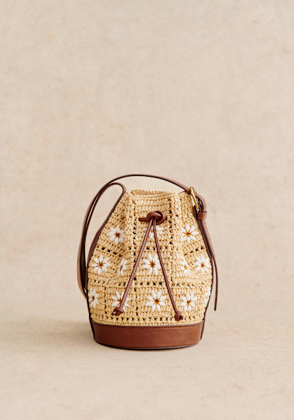 Mini farrow Raphia Bucket Natural Raffia Raffia Sezane