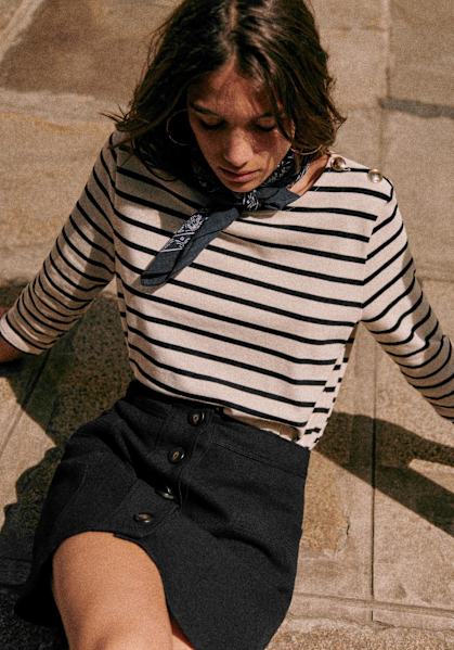 Jupe Alison Noir Lisse Cuir bovin sans chrome Sezane