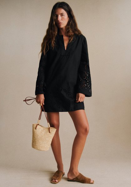 Aliette Dress - Sézane x Sea NY - Black with Placed Trim
