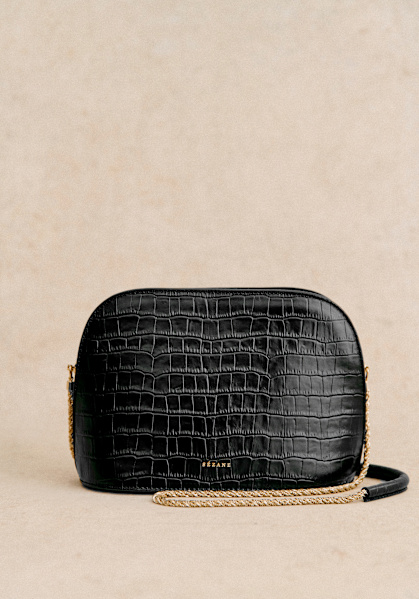 Sac Victor Ecru Croco Cuir bovin embosse crocodile Sezane