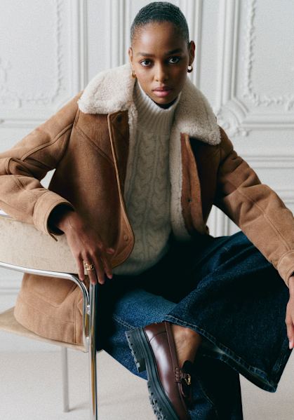 Ayana Jacket - Cream Beige - Lamb leather - Sézane