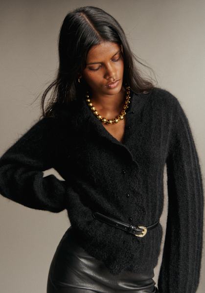 Sezane セザンヌ　NOELIE カーディガン　ニット　Sサイズ　コットン Noelie Cardigan - Black - Organic cotton - organic textile - Sézane
