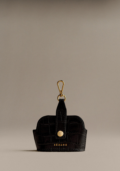Sacha Coin Purse - Black Crocodile Print - Crocodile-embossed