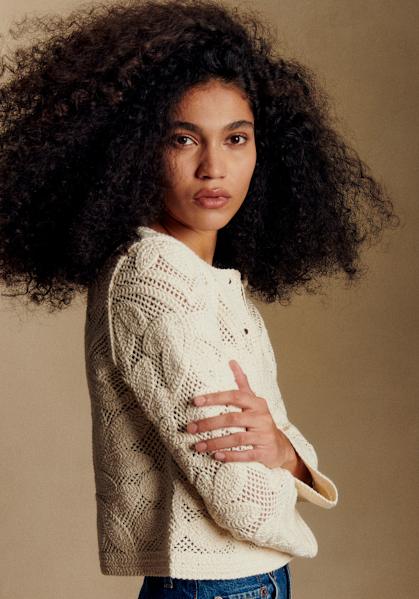 Noelie Cardigan - Cream - Organic cotton - organic textile - Sézane