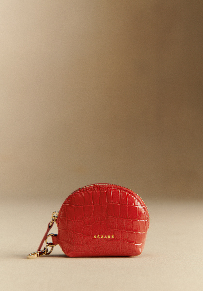 Sacha Coin Purse - Denim Croco - Bovine leather - Sézane