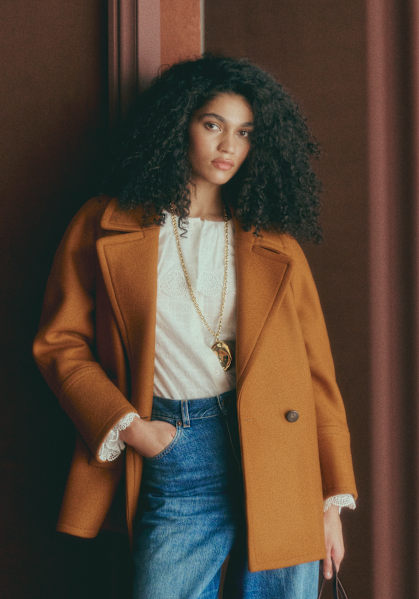 SÉZANE Ander コート Ander Coat - Cinnamon - Virgin wool - Sézane