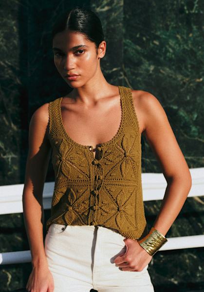 Clairis Top - Moss Green - Linen - Sézane