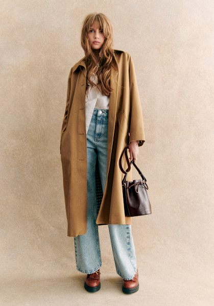 Clyde Coat - Camel Suede - Goat leather - Sézane