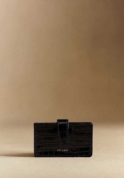 Ginette Card Holder - Chocolate Crocodile Print - Crocodile