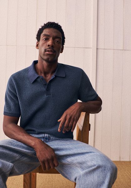 Camil Knit Polo - Blue - Organic cotton - organic textile - Sézane