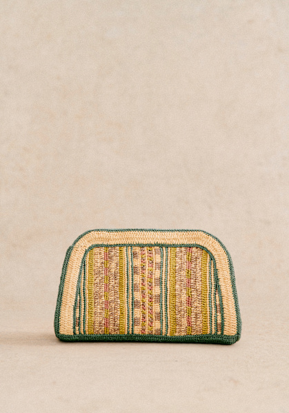 Pochette Carla Raphia Broderie Fleurs Multi Raphia Sezane