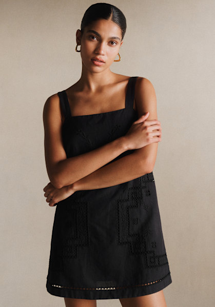 Aliette Dress - Sézane x Sea NY - Black with Placed Trim