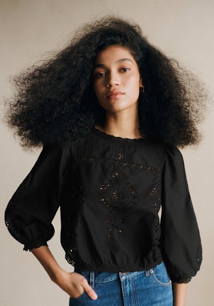 Abriane Blouse - Black - Organic Cotton - Sézane