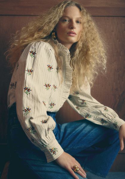 Thibault Sweater - Sézane x Antoinette Poisson - Blue Birds Print