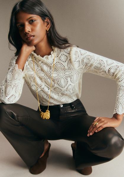 Jacopo Blouse - Ecru Guipure Lace - Organic Cotton - Sézane