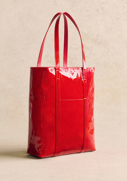 The Tote Patent Mahogany Bovine leather Sezane