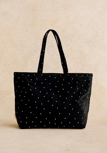 Tote bag Burgundy Embroidered Polka Dots Sezane