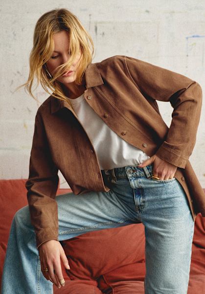 Regine ジャケット - オークル - ゴートレザー - Sézane